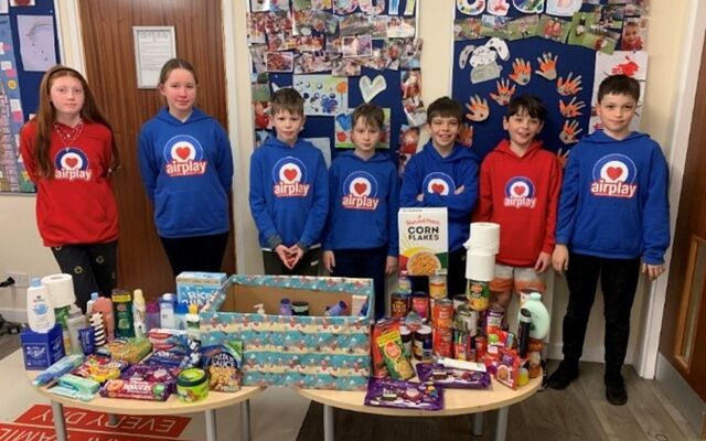 RAF Lossie Airplay young people foodbank collection