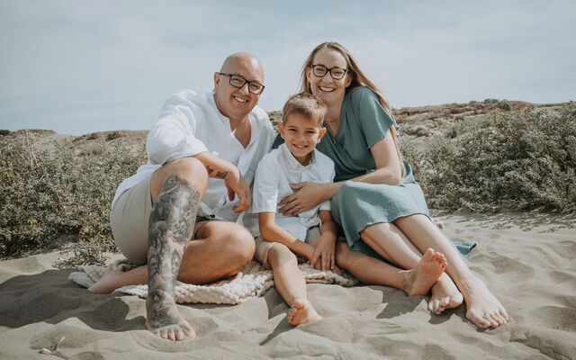 Matt Wickens and family on beach