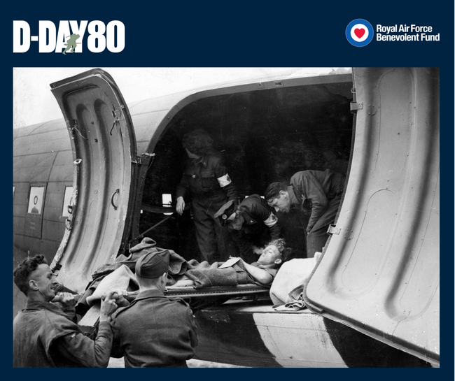 Aircrew and WAAF nursing orderlies help to load a battle casualty on a stretcher into a Douglas Dakota III of 233 Squadron at B2/Bazenville, Normandy. The RAF's first 'casevac' flights to France were mounted by Dakotas of 46 Group on 13 June 1944, and the WAAF nursing orderlies pictured were the first women to be employed on these duties.