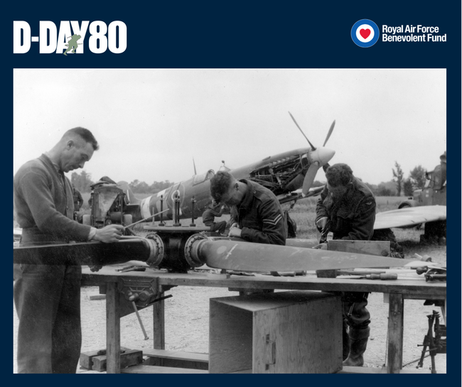 Airmen working at an RAF Salvage and Repair Unit in Normandy, 20 June 1944.  Left to right: Leading Aircraftman LE Mireau from Saskatoon in Canada, Corporal KR Rowberry from Birmingham and Leading Aircraftman LB Steele from Glasgow.