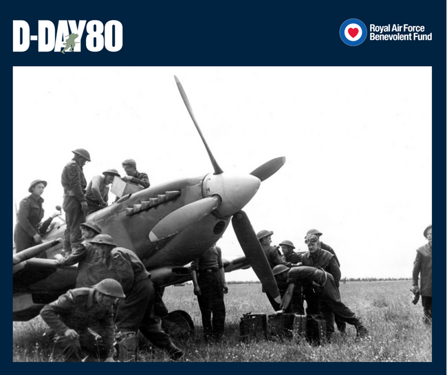 Ground crew refuel and re-arm one of the first Supermarine Spitfires to land in France, a Mark IX of 441 Squadron RCAF, at the advanced landing ground at B3/Ste-Croix-sur-Mer, Normandy, on the afternoon of 10 June 1944.