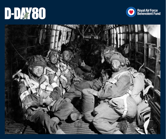 Operation TONGA: Faces blackened as part of their camouflage, Field Ambulance Paratroops on board their aircraft at Keevil airfield, Wiltshire, on 5 June 1944 ready to take part in the opening phase of the Normandy campaign, Operation TONGA.