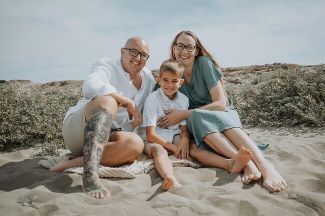 Matt Wickens and family on beach